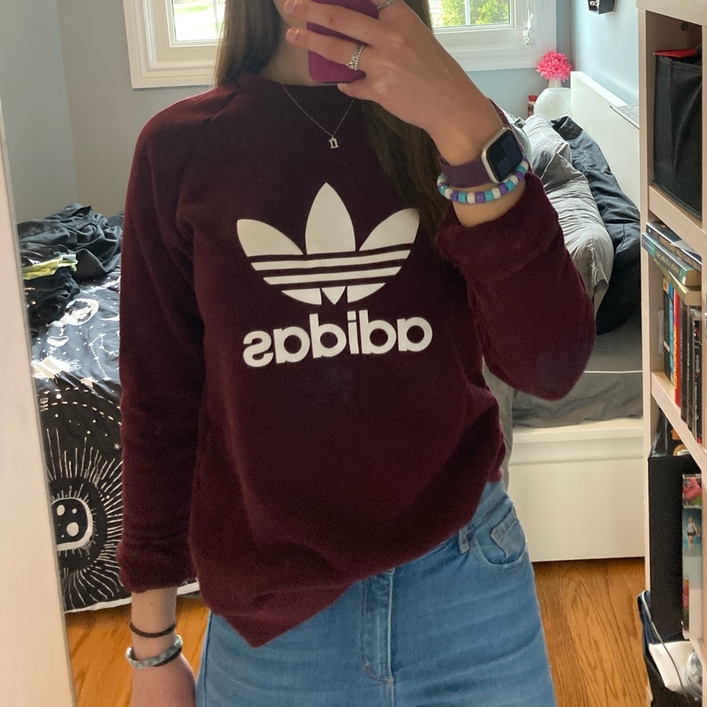 Adidas Burgundy Crewneck - Picture 1 of 2